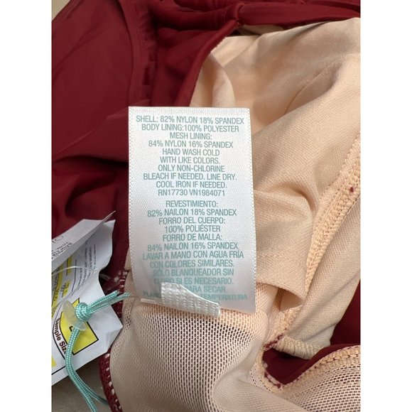 Women's Post Mastectomy Full Coverage One Piece Swimsuit Kona Sol Red Large - Picture 9 of 10